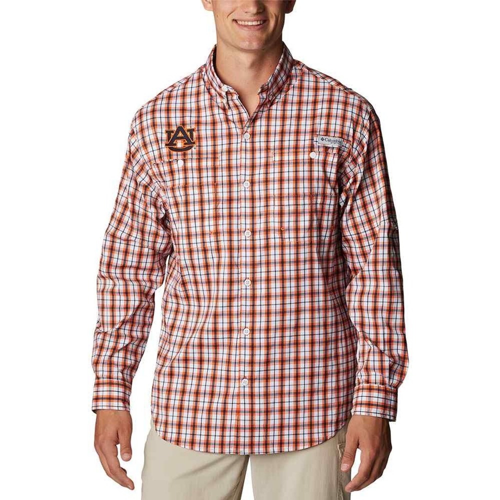 COLUMBIA Auburn Tigers Super Tamiami Plaid Button-Up LS Shirt Men's Sz M NEW $80